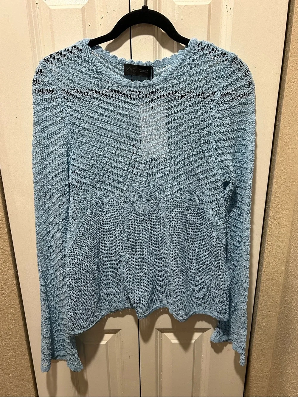 NWT Zara Knit Flared Sleeve Jumper Blue , size M